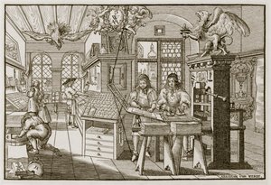 中世ドイツの印刷機 作： Abraham van Werdt